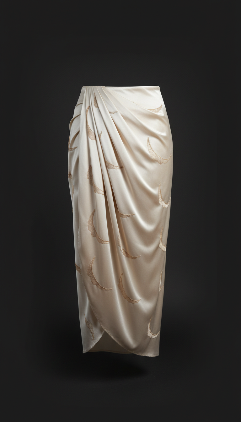 Moon Veil Satin Draped Skirt